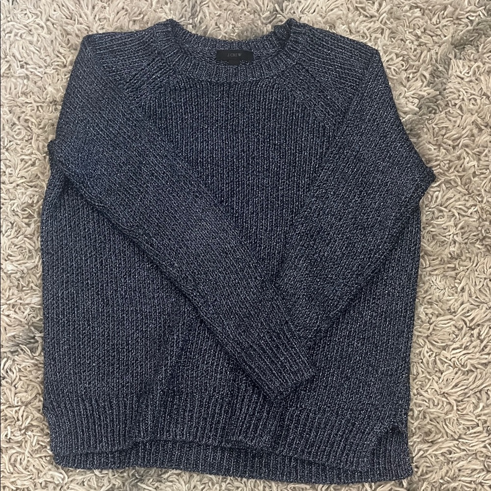 J. Crew Dark Blue GLITTERY Crewneck Sweater